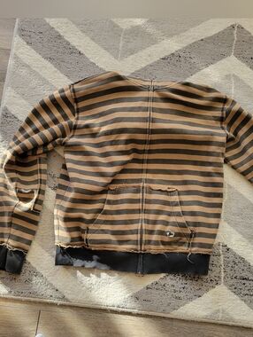 Striped  Fallen Chris Cole Brown and Black Zip-Up Hoodie
